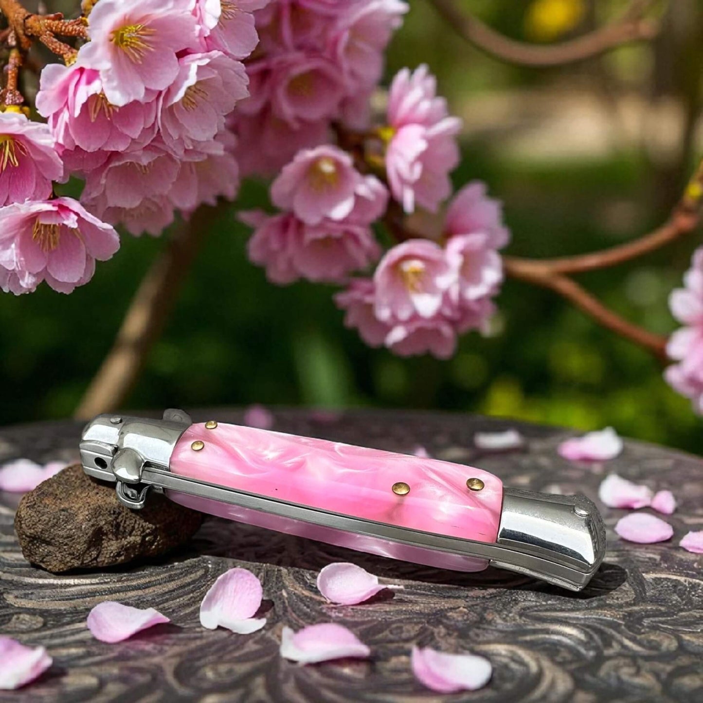 SCHLASS - Couteau automatique cran d'arrêt Rose/Argent - SCHLASS
