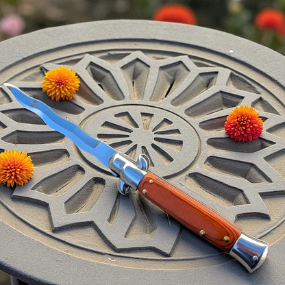 Couteau à cran d'arrêt automatique stiletto Schlass pour les aventurier randonneur, survie, EDC