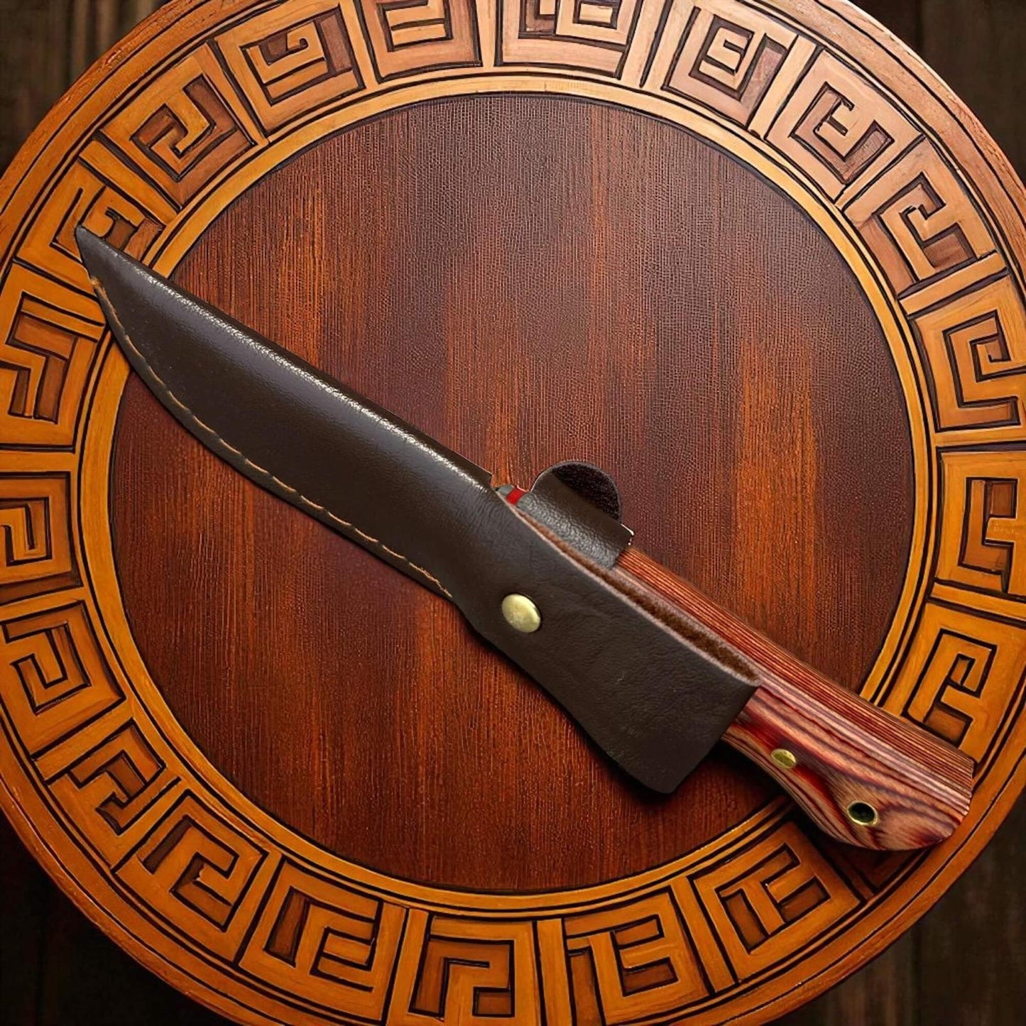 Couteau de poche bois damas avec son étuis 