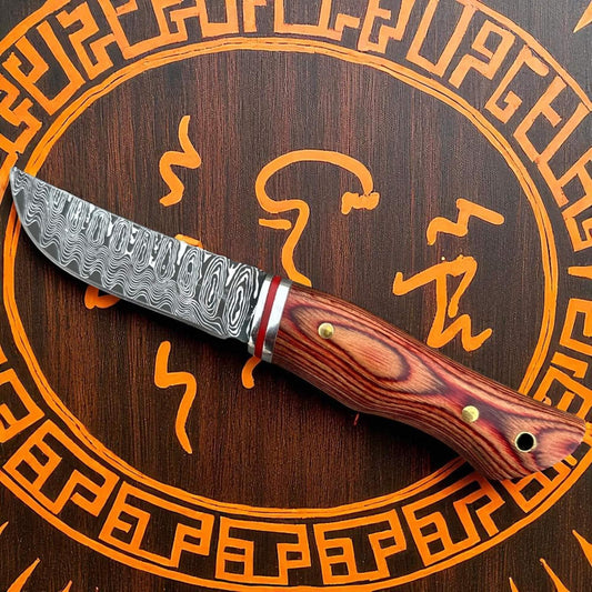 Couteau de poche bois et acier damas idéal pour la chasse