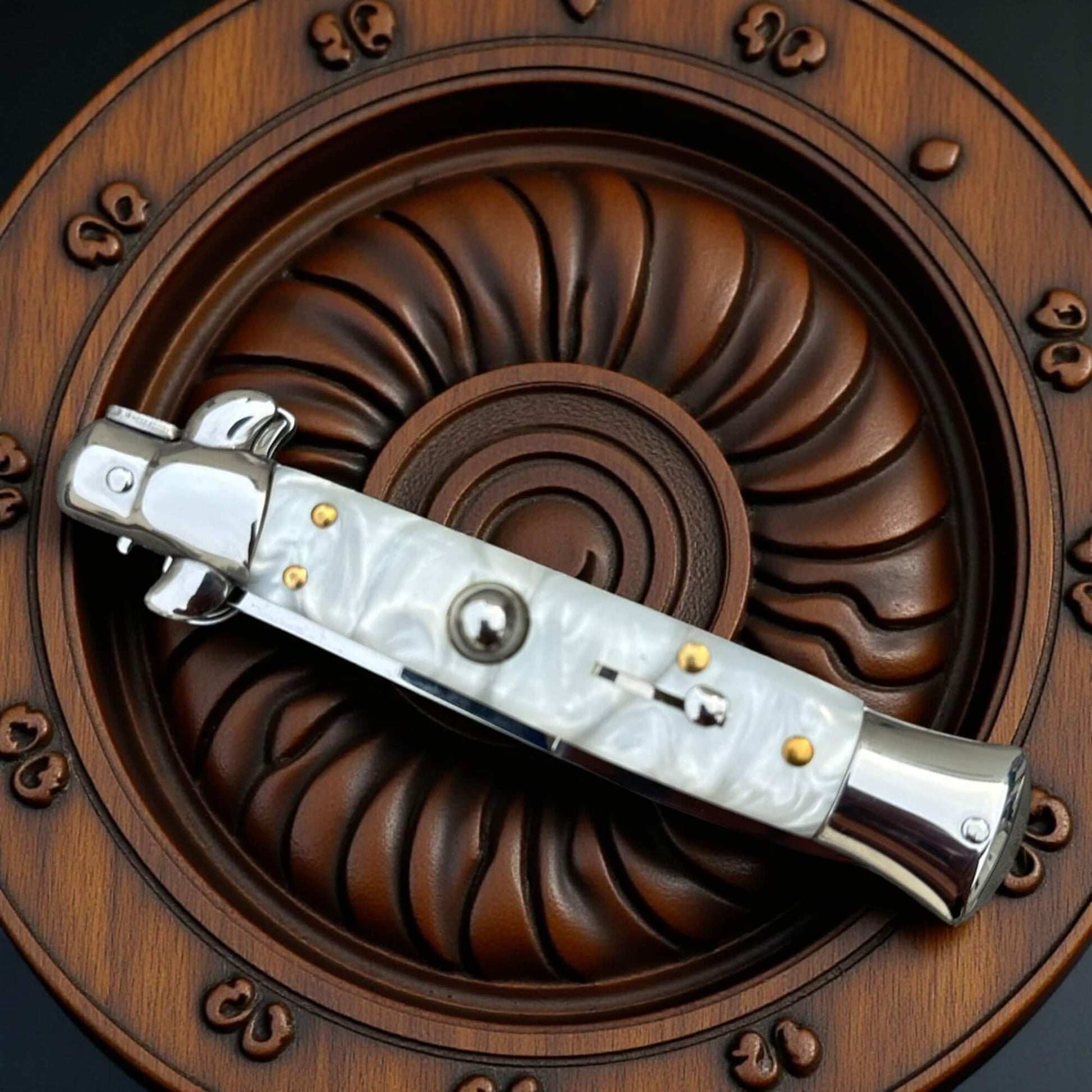 Couteau de poche Schlass ouverture automatique couleur blanc