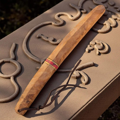 L'écorché - Couteau de poche incurvé en bois avec fourreau lame incurvé acier damas - SCHLASS