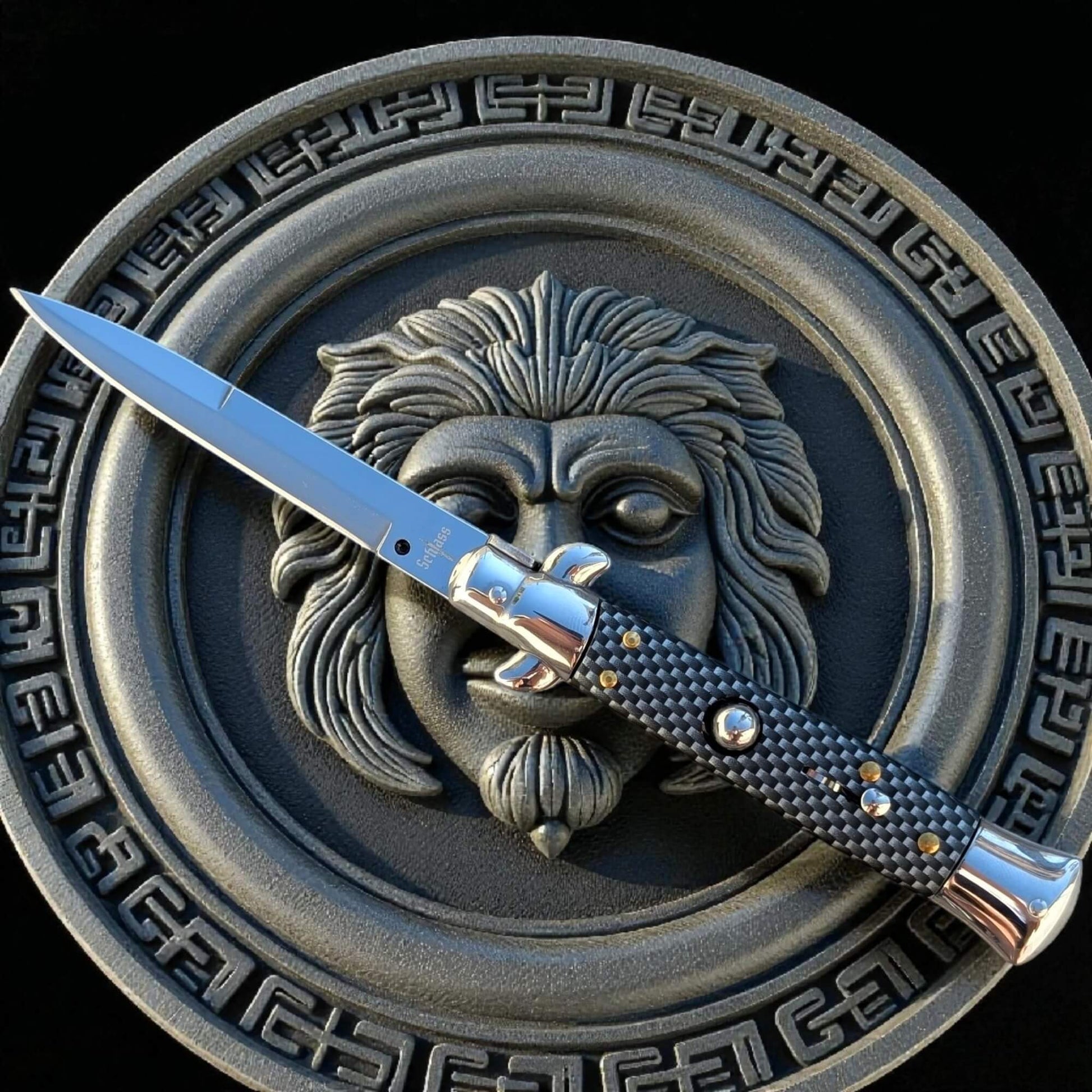 SCHLASS - Couteau de poche automatique cran d'arrêt style Carbone - SCHLASS