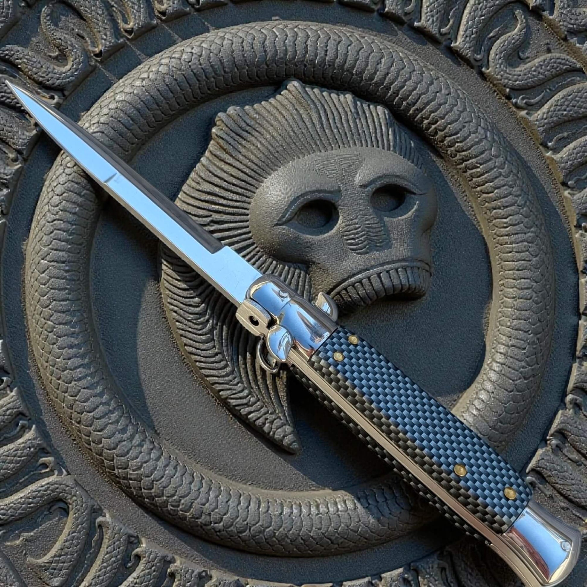 SCHLASS - Couteau de poche automatique cran d'arrêt style Carbone - SCHLASS