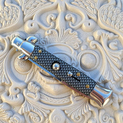 SCHLASS - Couteau de poche automatique cran d'arrêt style Carbone - SCHLASS