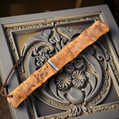 Le Sylvestre - Couteau de poche en bois avec fourreau lame en acier damas - SCHLASS