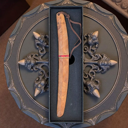 L'écorché - Couteau de poche incurvé en bois avec fourreau lame incurvé acier damas - SCHLASS