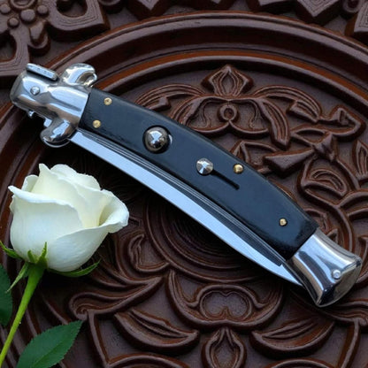 Couteau de poche Schlass incurvé un style unique. Manche en bois lame en acier inoxydable, une idée cadeau unique pour homme 